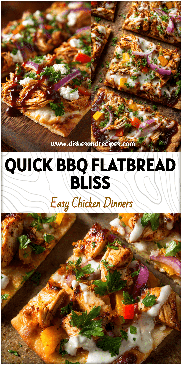 Healthy Flat Bread Pizza with BBQ chicken pieces, colorful veggies, and fresh parsley on a baking tray.